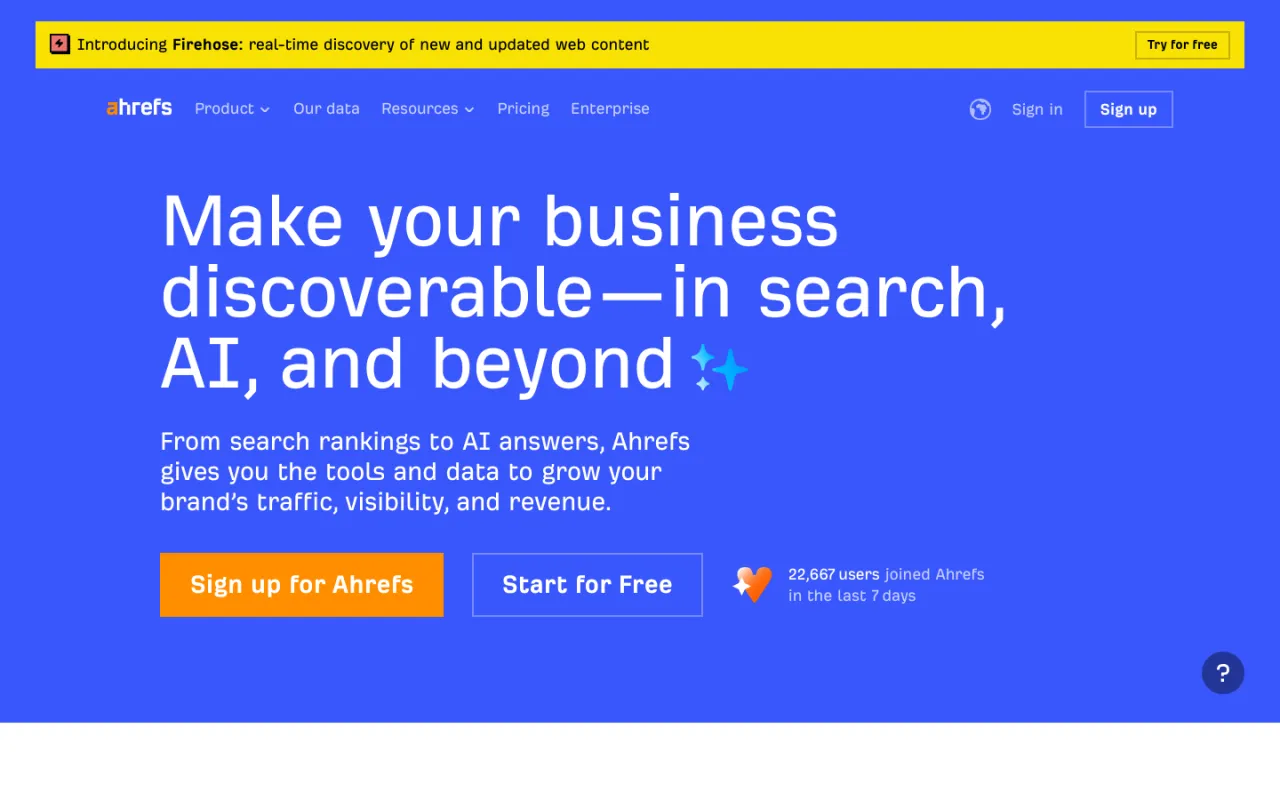 Ahrefs - världens mest omfattande SEO-databas, branschstandard för proffs